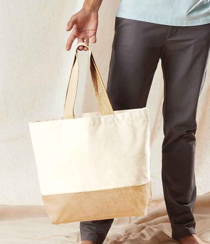 Westford Mill Jute Base Canvas Tote Bag - NAT - ONE